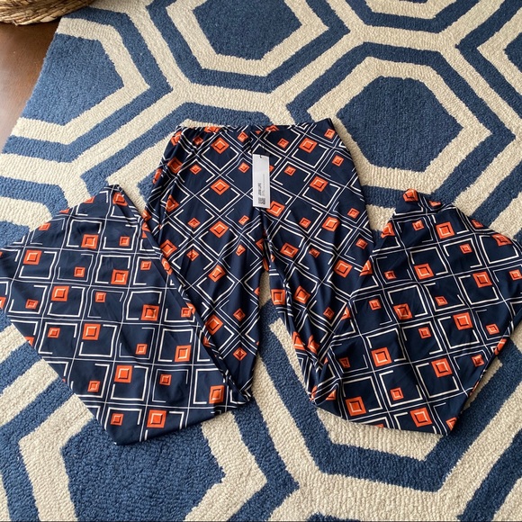 🔹 ZARA NAVY ORANGE GEOMETRIC PRINT HIGH WAIST LEGGINGS! - Picture 6 of 12